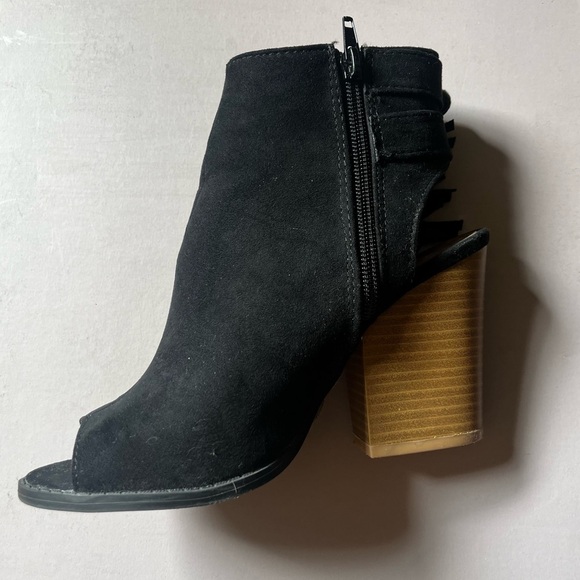 Qupid open toe fringe booties 6.5 black - Picture 4 of 8